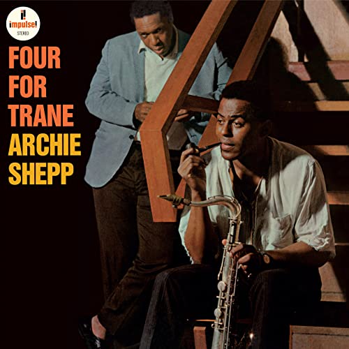 Archie Shepp album cover, two men on stairs, saxophone visible.