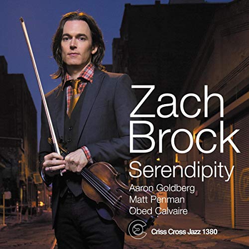 Zach Brock album cover: violinist with violin, city background, and text.