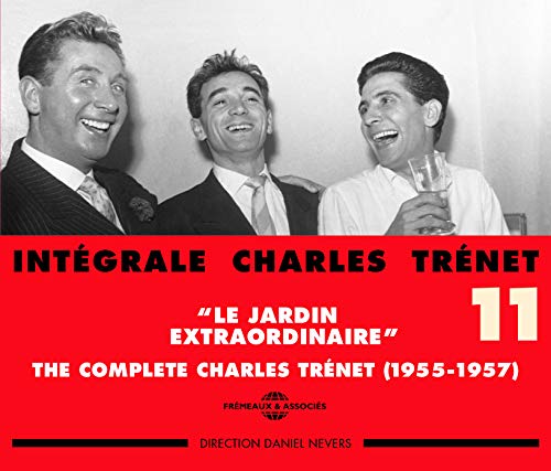 Black and white photo of Charles Trenet with text overlay for a 2CD album.