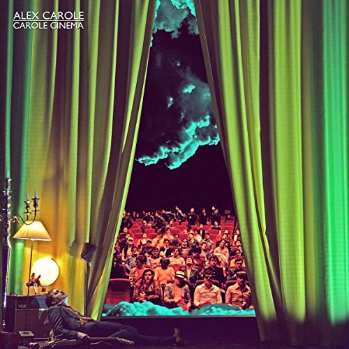 Album cover: green curtains frame a cinema audience and reclining figure.