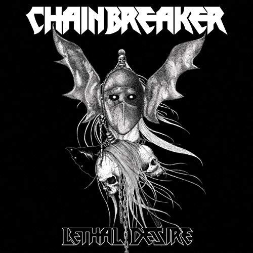 Black and white album cover with skulls, winged helmet, and band name.
