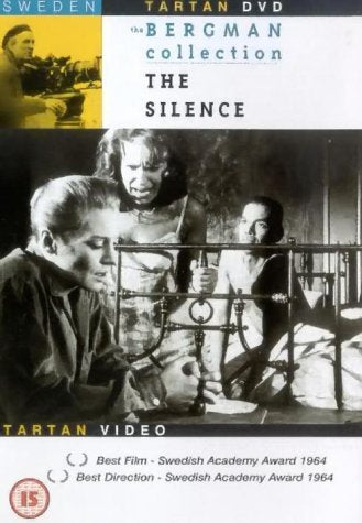 DVD cover for "The Silence" with black-and-white image of three people in a bed.