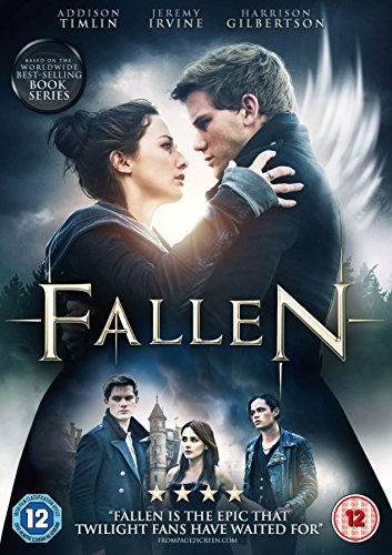 Fallen" DVD cover featuring two young adults embracing, with angel wings.