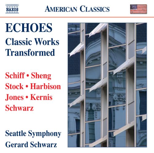 CD cover for "Echoes" featuring orchestral composers and a building.