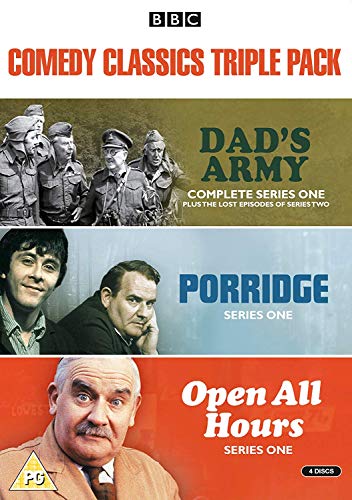 DVD cover featuring stills from British comedies Dad's Army, Porridge, and Open All Hours.
