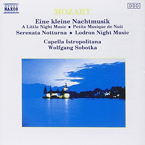 Mozart CD cover featuring a serene lake scene with a lit building.