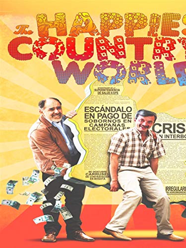 DVD cover for “The Happiest Country In The World” featuring two men and money.
