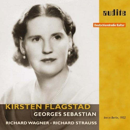 CD cover featuring black and white portrait of Kirsten Flagstad against a yellow background.