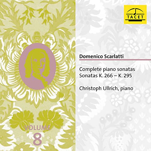 CD cover for Scarlatti piano sonatas, Volume 8, with portrait.