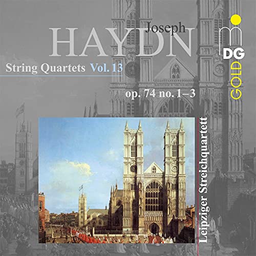 CD cover for Haydn string quartets, featuring a cathedral painting.