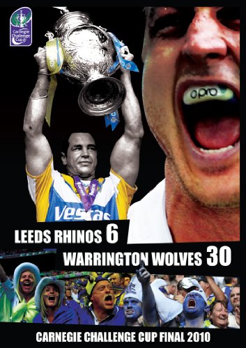 Rugby player lifting a trophy, Leeds Rhinos vs. Warrington Wolves final.