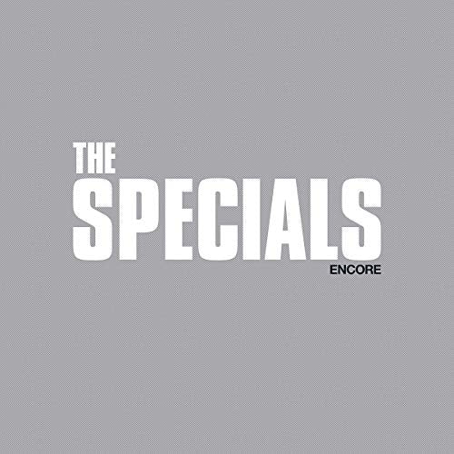 Grey square with "THE SPECIALS" in large white text and "ENCORE" in smaller black text.
