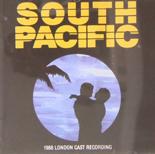 "Black album cover with yellow 'SOUTH PACIFIC' text and silhouetted couple under a palm tree."