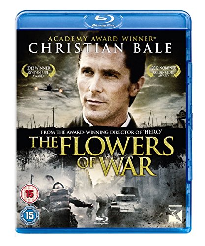 Flowers of War" Blu-ray cover featuring Christian Bale and wartime imagery.