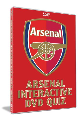 Red DVD case with Arsenal logo and "Arsenal Interactive DVD Quiz" text on the front.
