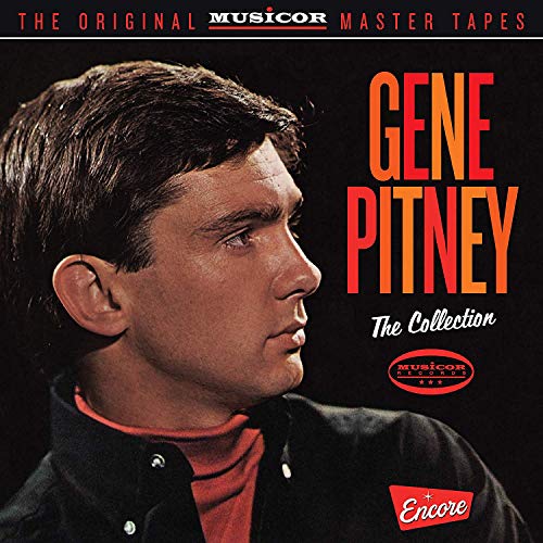 "CD cover featuring Gene Pitney's portrait with red and orange text on a black background."