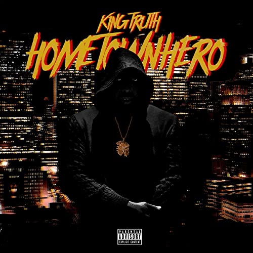 Trae Tha Truth album cover, hooded figure in front of city lights.