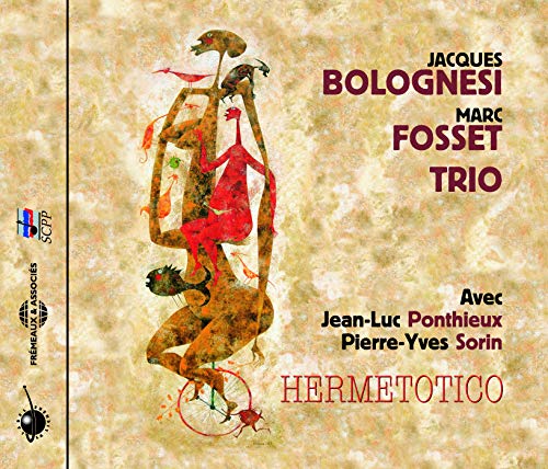 CD cover for Jacques Bolognesi’s “Hermetotico” featuring abstract figures.