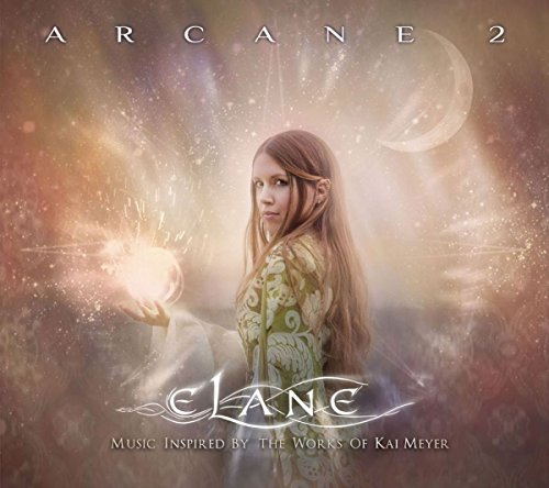 CD cover: woman holding light, crescent moon, and starry sky.
