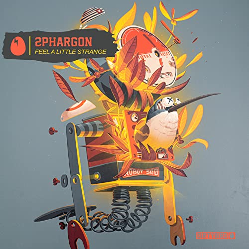 Album cover: robot with bird, flames, and foliage in illustrated style.