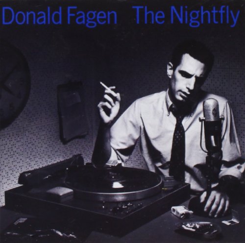 Donald Fagen's album cover: man in a recording studio, smoking and listening to a record.