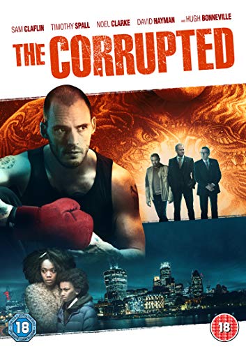 DVD cover for "The Corrupted" featuring Sam Claflin and cityscapes.