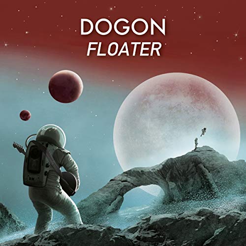 Album cover: Astronaut with guitar on rocky planet, red sky.