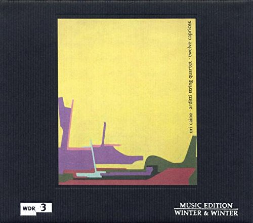 "CD cover with abstract art, yellow background, and black border."