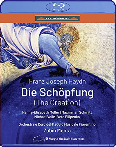 Blu-ray cover art depicting God reaching toward Earth with text detailing Haydn's The Creation.