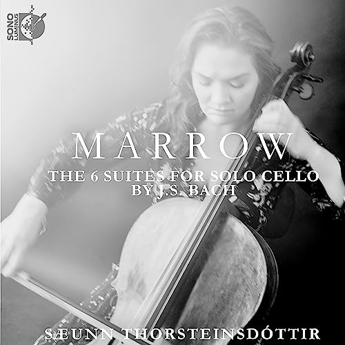 Black and white album cover featuring a cellist playing her instrument.