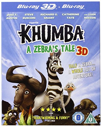 Khumba" Blu-ray cover featuring a zebra, wildebeest, and ostrich in animation.