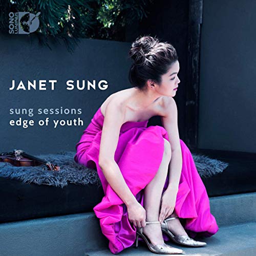 Janet Sung album cover: woman in pink dress, violin nearby.