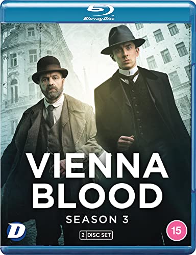 Blu-ray cover for “Vienna Blood: Season 3” featuring two men in hats.