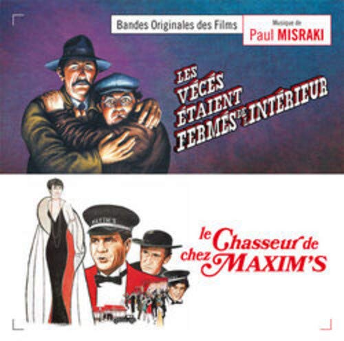 "CD cover featuring cartoon illustrations of men in various outfits against a split background."