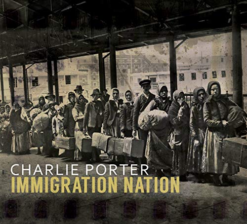 "Album cover with sepia-toned image of people waiting in line with luggage."