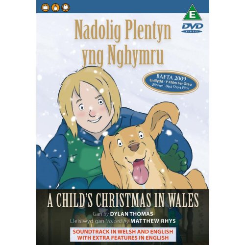 DVD cover featuring a cartoon boy and dog in the snow, bilingual title.
