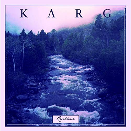 Vinyl album cover with a river flowing through a forested mountain landscape.