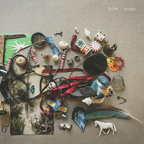 Califone "Villagers" vinyl album cover with scattered found objects.