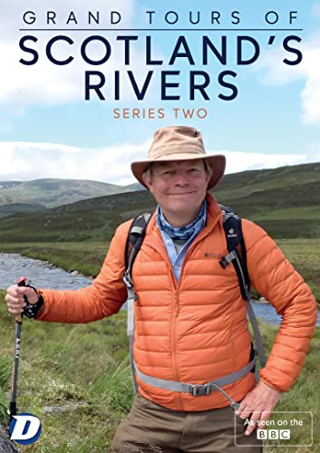 DVD cover: Man in orange jacket hiking in Scottish landscape.