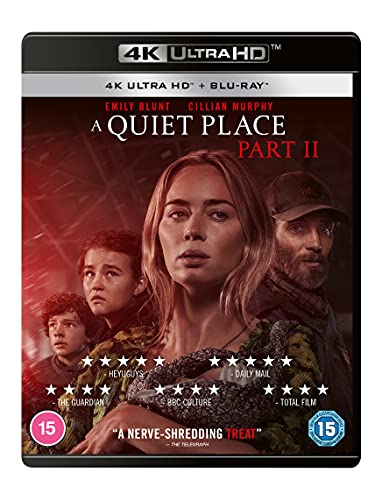 A Quiet Place Part II" 4K UHD Blu-ray cover with Emily Blunt and Cillian Murphy.