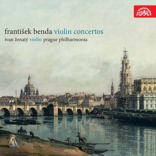 "CD cover featuring a painting of a river and cityscape with text and red logo."
