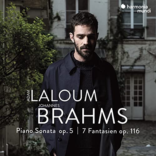 CD cover featuring pianist Adam Laloum and text: Brahms Piano Sonata.