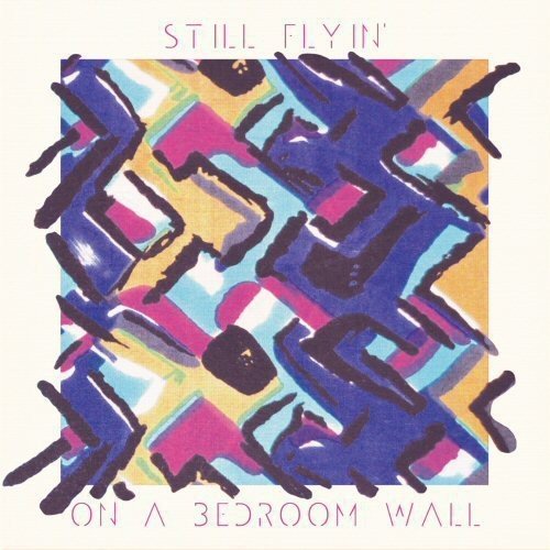 "Vinyl album cover with abstract colorful design and text 'Still Flyin' On A Bedroom Wall'."