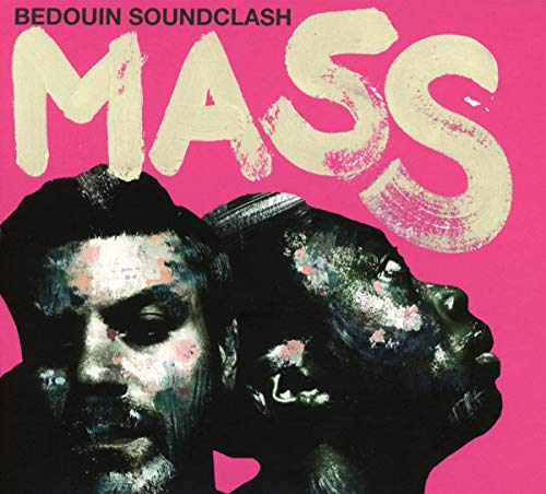 Album cover with two men's faces on pink background, titled "Bedouin Soundclash - Mass".