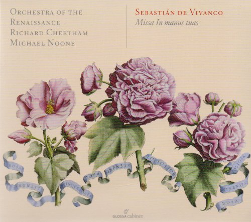 CD cover with pink roses and blue ribbon on beige background.