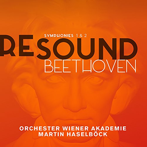 Orange CD cover with Beethoven's portrait and "Resound Beethoven" text in bold font.