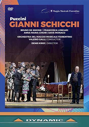 DVD cover for "Puccini: Gianni Schicchi" featuring a scene with actors on stage.
