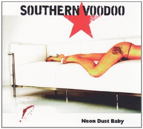 Album cover with a woman lying on a white couch, red star above.