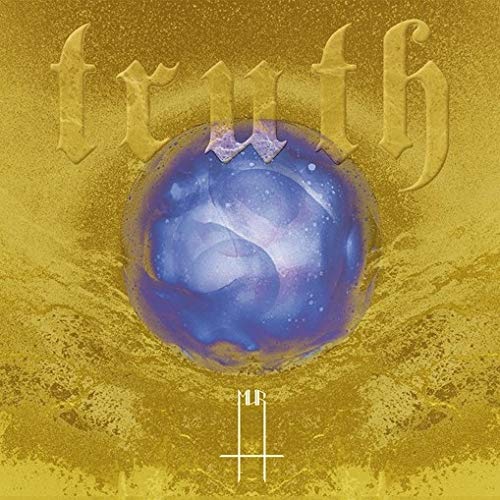 Album cover for “truth” with gold lettering and a blue nebula image.