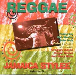"CD cover with 'REGGAE JAMAICA STYLEE Vol.5' text and a dreadlocked musician image."